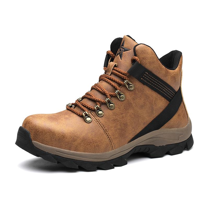 Herren Sicherheitsschuhe mit Stahlkappe Unzerstörliche Ryder Schuhe Herren Wanderschuhe Bruchsicher Durchstichsicher Arbeitsschuhe für Herren 41 braun