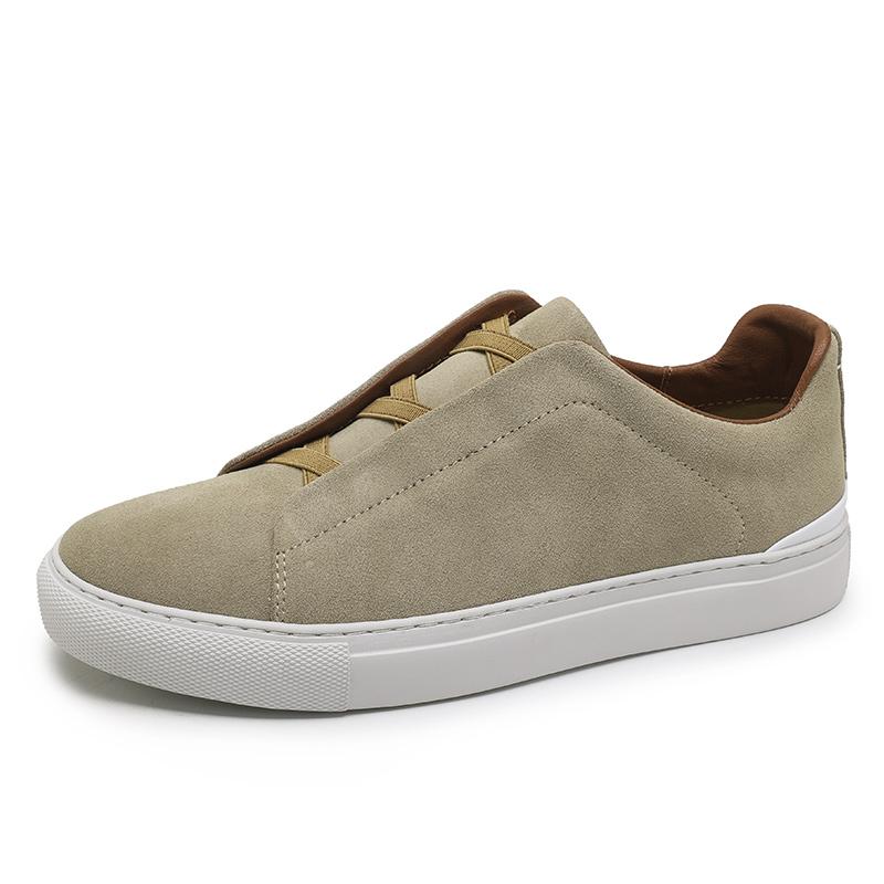 Mode Echte Leder Herrenschuhe Lässig Weiche Sohle Board Schuhe Flachsohle Trendig Modisch Atmungsaktiv Leicht Board Schuhe 39 graue