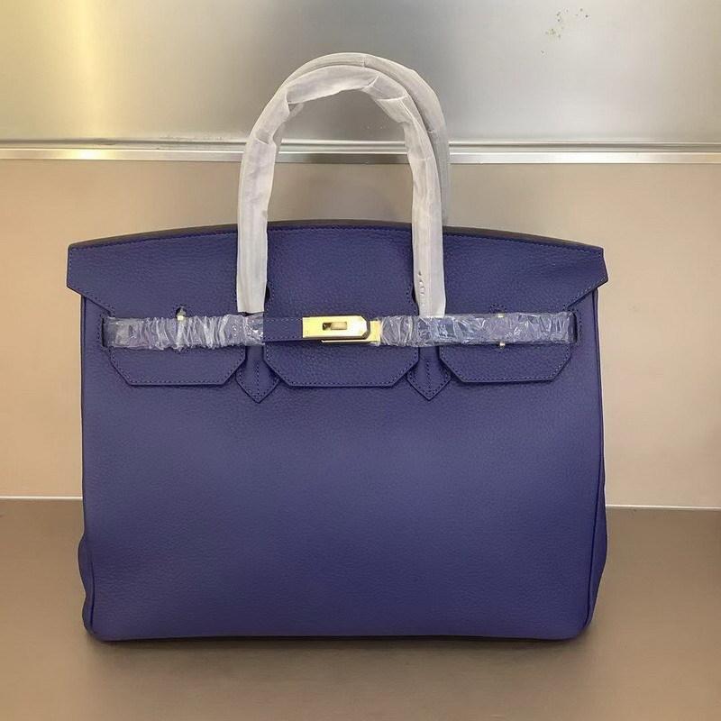 ML2024 Neue Top Layer Rindsleder 40cm Platin Tasche Große Tasche Handtasche Echtes Leder Damen Tasche 40x20x31cm blau