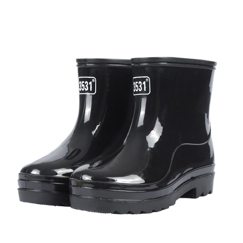 Top Gummistiefel Für Männer 3812 Arbeits Wasserdichte Schuhe Niedrige Gummistiefel Arbeitsschutz Drei-Beweis PVC Gummi Schuhe 3531 Niedrig 45 black