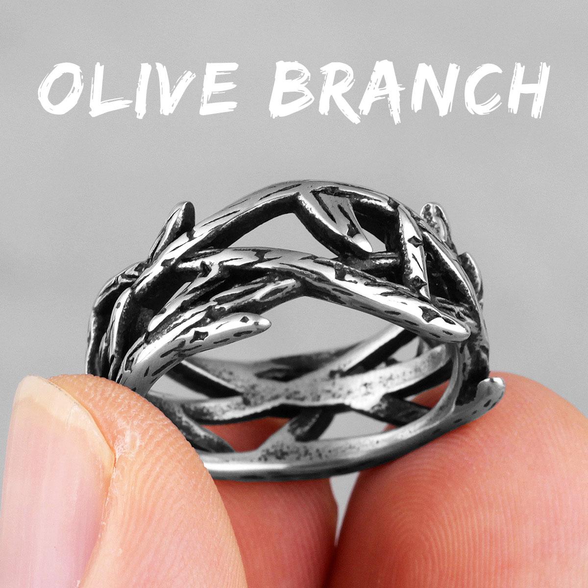 Victory Olivenzweig Edelstahl Herrenringe Punk Einfach Retro für Männlich Freund Biker Schmuck Kreativität Geschenk 11 gray