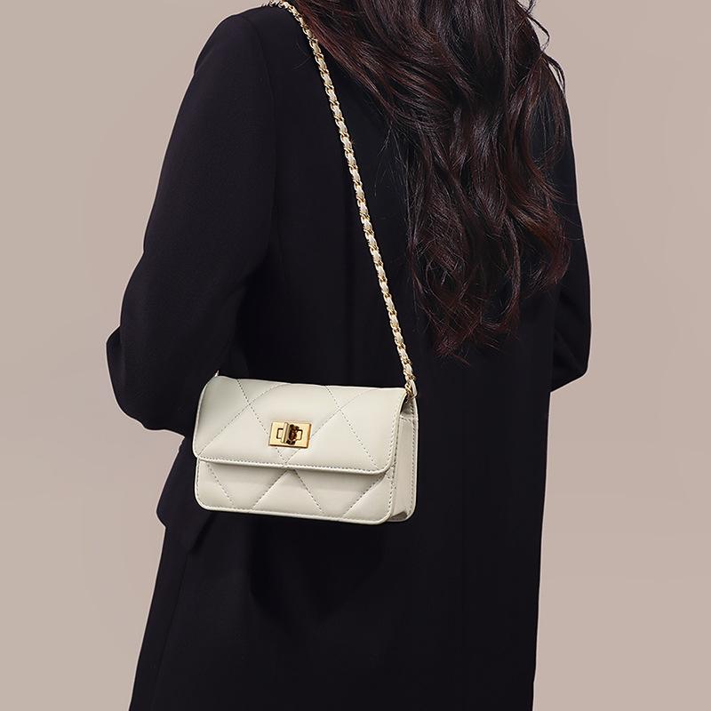 Tasche Damen Tasche Sommer Schultertasche Kettentasche Mode Vielseitig Premium Messenger Kleine Quadratische Tasche weiß