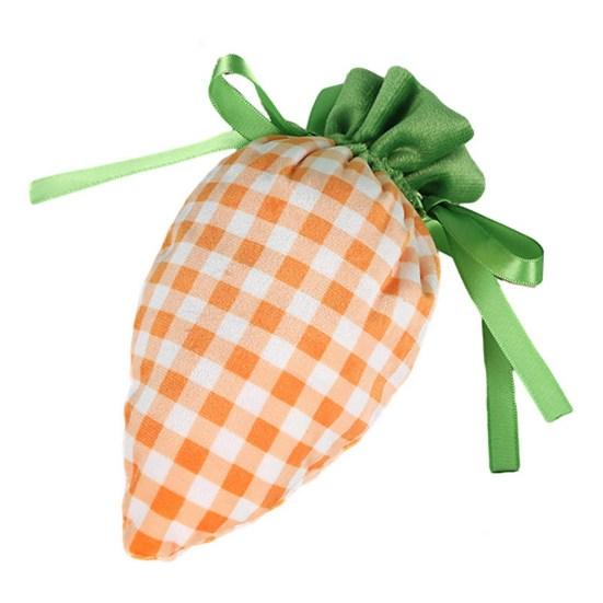 Ostern Karomuster Karotte Geschenktasche Tragbar Niedlich Rettichform Süßigkeiten Snack Geschenk Leckerli Kordelzugbeutel orange