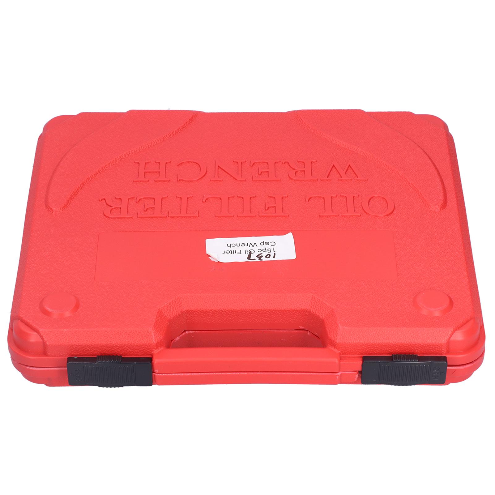 15-teiliges Ölfilterkappenschlüssel-Steckschlüssel-Set, Tassentyp-Entfernungswerkzeug, 38-Zoll-Laufwerk mit Aufbewahrungsbox