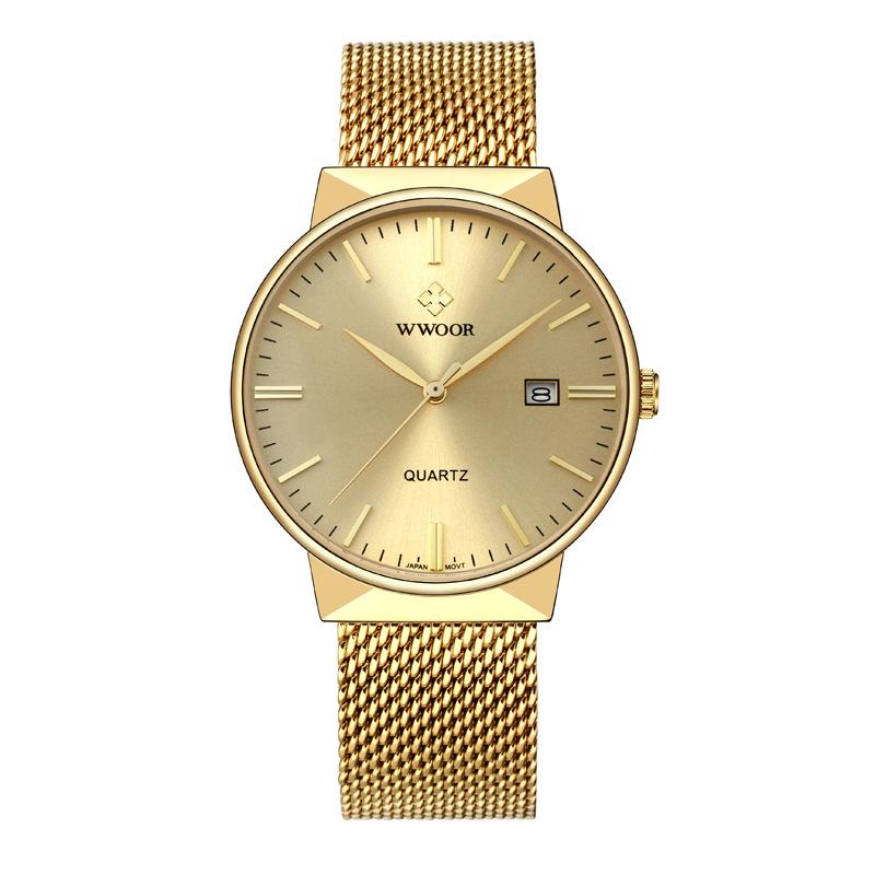 WWOOR Herrenuhren Wasserdichte Armbanduhr Business Herren Quarzuhr Datum Sport Luxus Golduhren für Herren gold