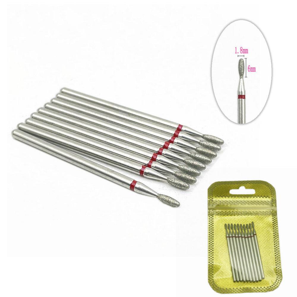 10 teile/paket Nagel Bohrer Polierer Diamant Nagel Bohrer Dreh Bits Für Elektrische Maniküre Maschine Fräser Grat Nail art Werkzeug zubehör JC044-3F