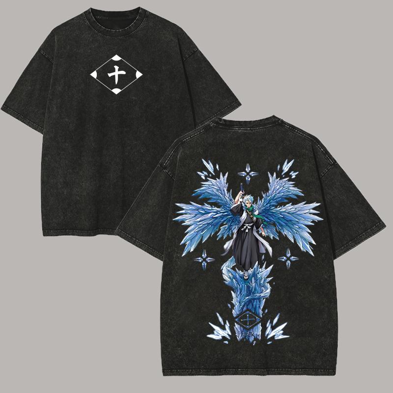 BLEACH Aufdruck Gewaschenes Übergroßes Herren Damen T-Shirt Vintage Street Baumwoll-T-Shirt Kurzarm Kleidung Lässige Streetwear Lockere Damen Herren Kleidung XXXL elfenbein