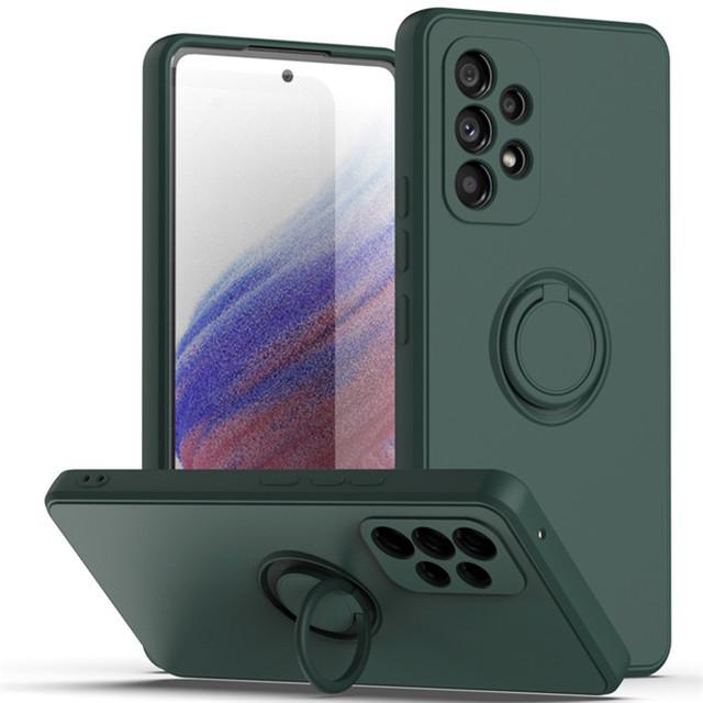 Ringhalter Magnetische Hüllen für Samsung Galaxy A53 5g A52s A54 A51 A12 A71 A50 A32 4g A13 A52 A34 A14 A33 Flüssige Silikonhülle A20-A30 dunkelgrüne