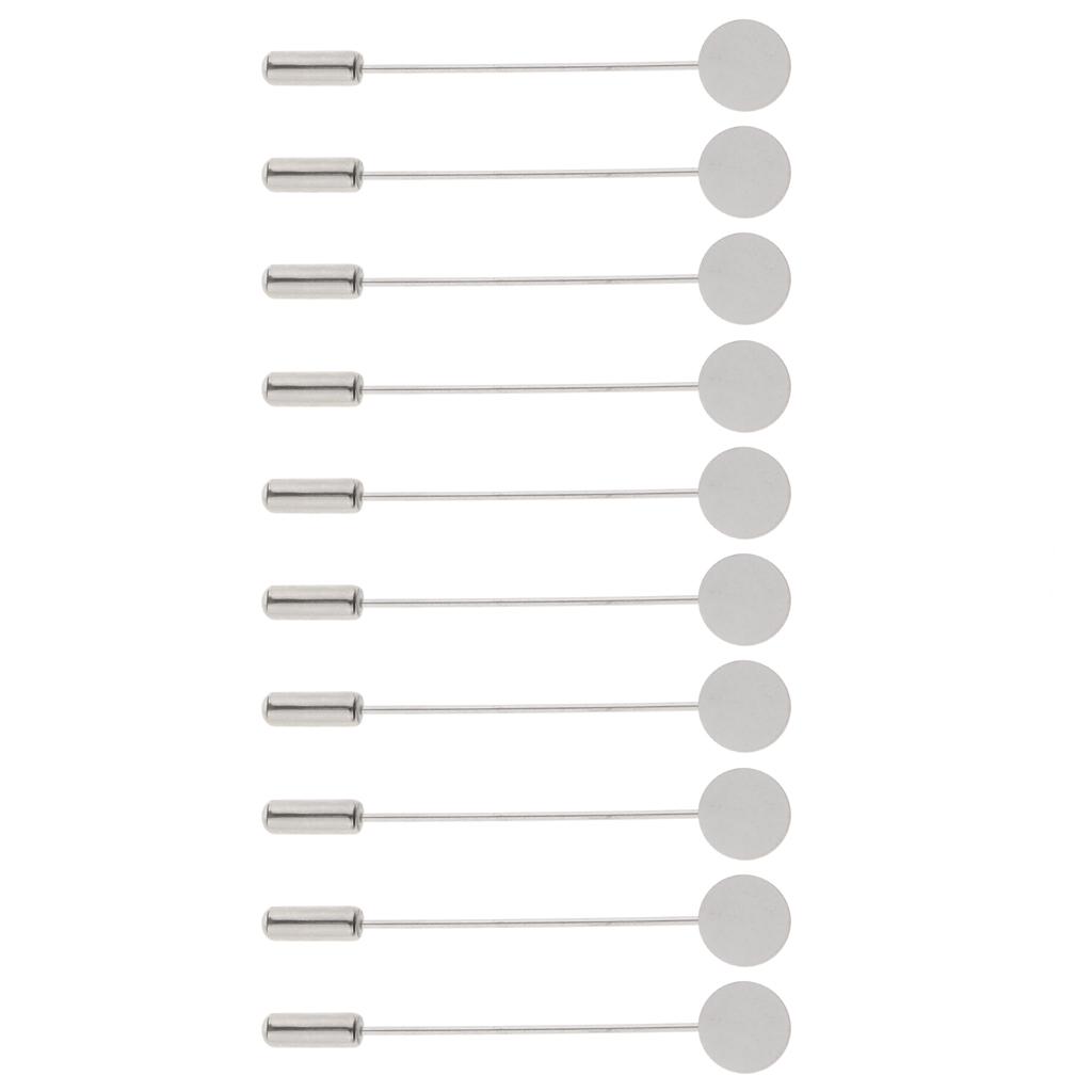 10 Stück Kupfer Protektoren End Hut Revers Hijab Brosche Pins 1 cm Tablett Pad Stick 1cm silber