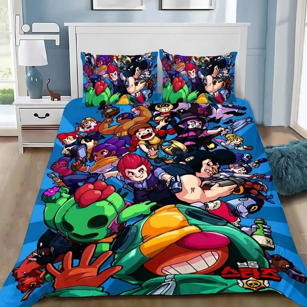 Anime Spiele B-Brawl Leon Bettwäsche Set Spiele Bettbezug Kissenbezug Erwachsene Junge Mädchen Schlafzimmer Dekoration Geschenke für Kinder (228x228cm)