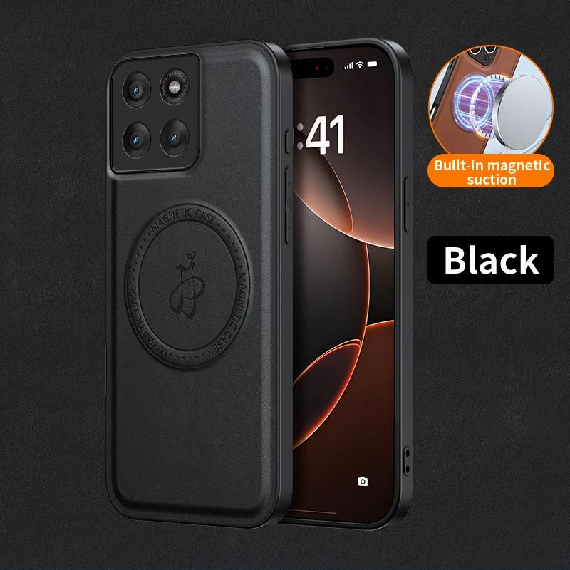 Kabelloses Laden Magnetische Hülle für Motorola Edge 60 Pro Moto Edge 60 Fusion Schutzhülle PU-Leder Hartschale Coque Motorola Edge 60 Fusion schwarz