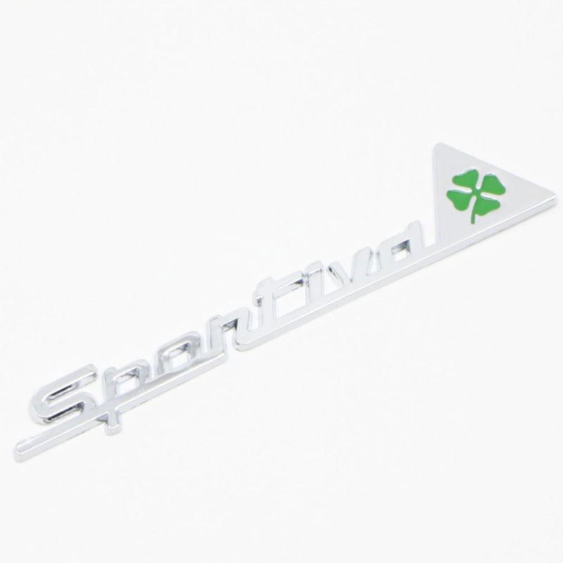SPORTIVA Vierblatt-Logo Autoemblem Badge Aufkleber für Giulia GIULIETTA VELOCE Dekorieren Autozubehör Seitentür Kofferraum Etiketten grün/silber