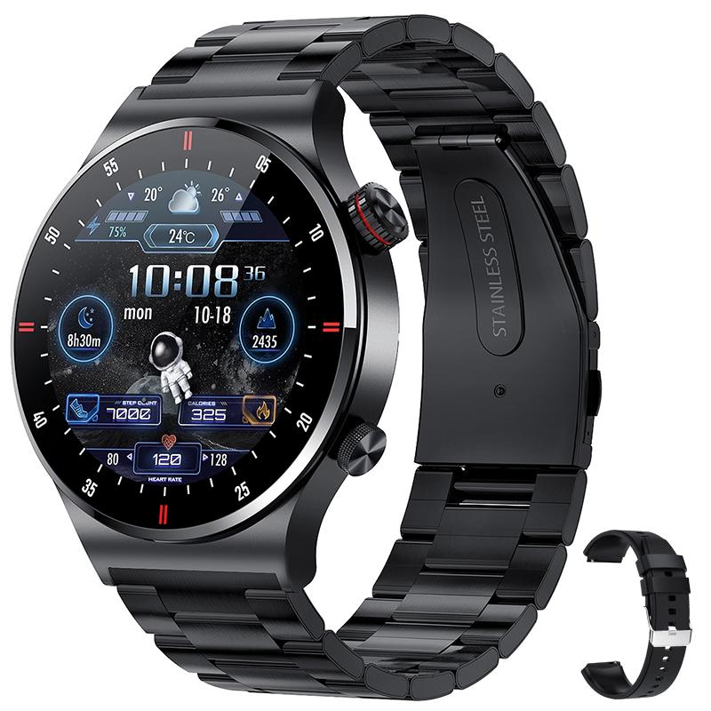 GPS EKG+PPG Bluetooth Anruf Smartwatch Herren 2025 Sportarmband NFC Wasserdicht Benutzerdefiniertes Zifferblatt Herren Smartwatch Für IOS Android steel-belt schwarz