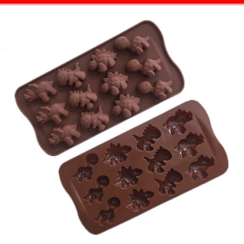 Kleine Dinosaurier-Tier-Silikon-Kuchenform, Ostern, DIY-Backwerkzeuge, Schokolade, Kekse, Plätzchenform braun