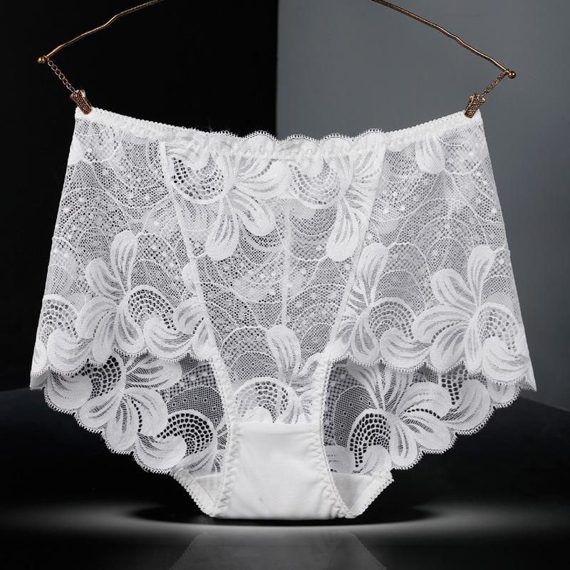 Frauen 3XL Plus Größe Spitze Höschen Sexy Hohe Taille Hosen Nahtlose Butt Heber Dessous Weibliche Blumen Mesh Atmungsaktive Unterhosen 4XL XXL weiß