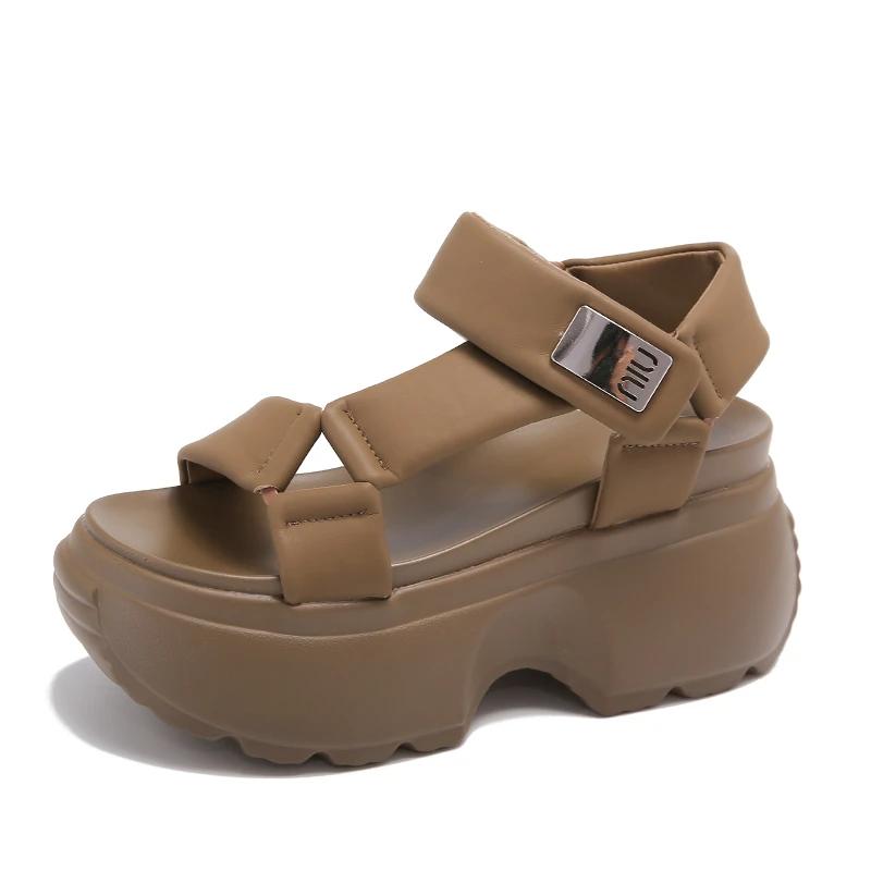 Mode Sommer Damen Sandalen Mode Dicke Sohle Römische Damenschuhe Neu Lässig Damen Anti-Rutsch Damen Schuhe Keilabsätze Plateausandalen 36 braun
