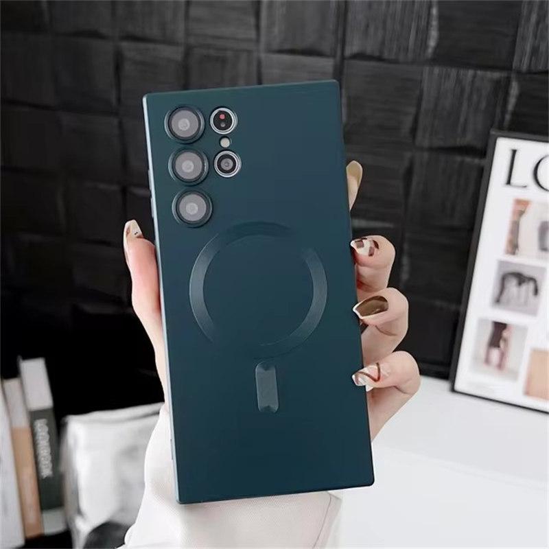 Luxus für Magsafe Magnethülle für Samsung Galaxy S24 S23 S22 Ultra Plus S21 S20 FE Note 20 Weiche TPU-Abdeckung Samsung S21 grün