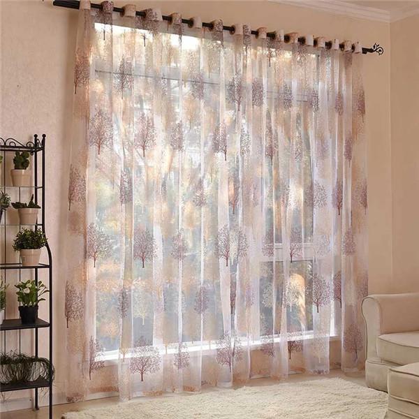 Moderne bedruckte Tüllvorhänge für Wohnzimmer, Küche, luxuriöser Blatt-Vorhang für Schlafzimmer, Voile-Vorhang für Fensterjalousien W140xL225cm 1 pieces
