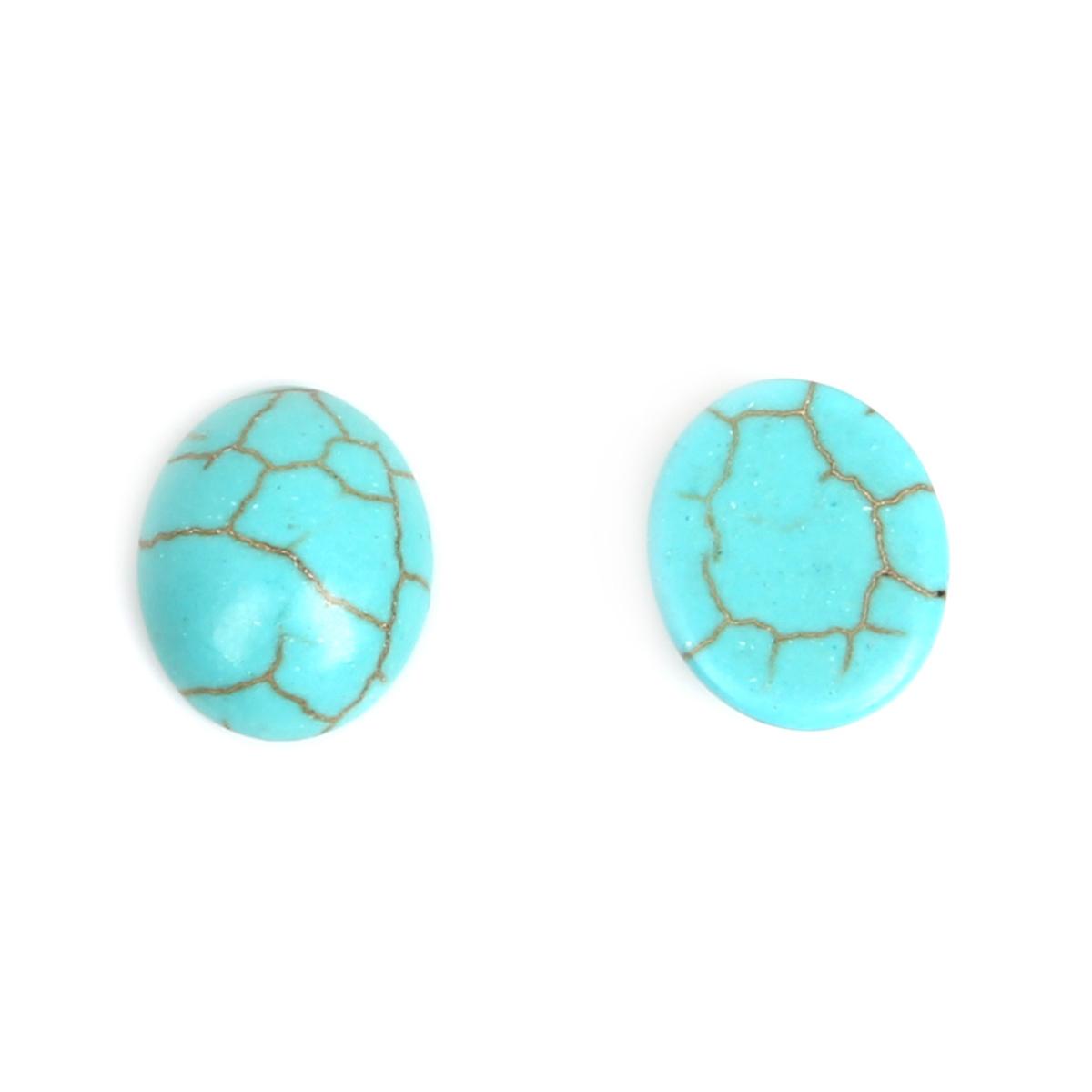 Türkise Perlen, Howlith-Stein, Cabochon-Perlen, halboval, flache Rückseite, Schmuckzubehör, passend für DIY-Ringe, Armbänder, Material 10x12mm 20pcs türkis