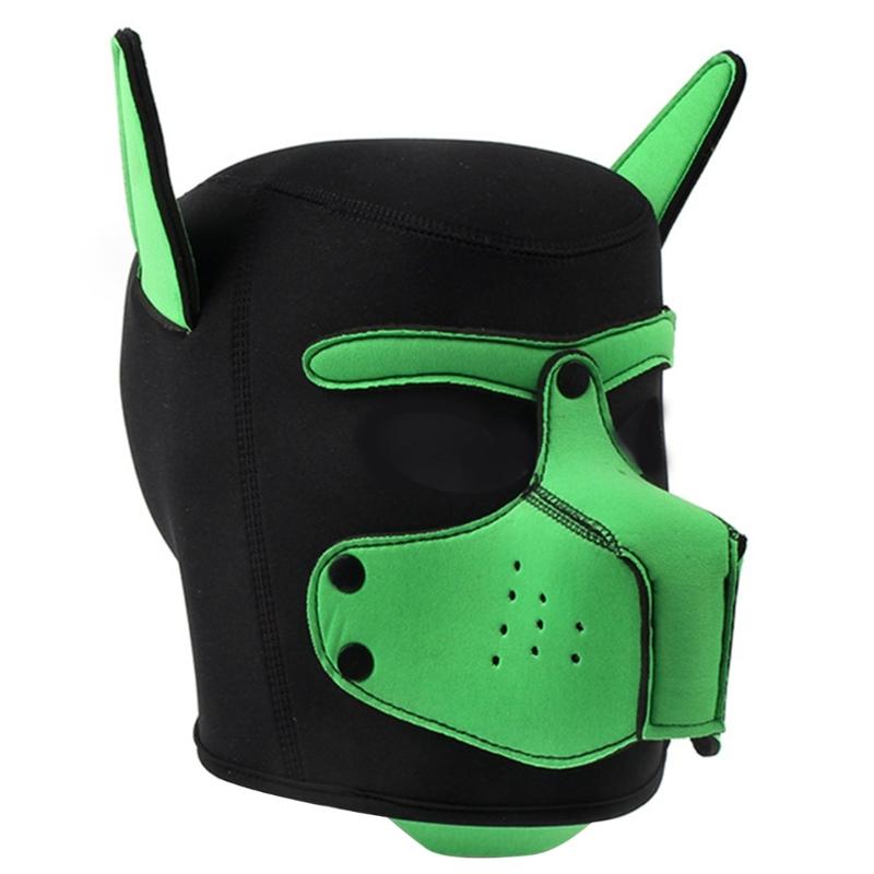 Hundekopfmaske Halloween Hundekopfbedeckung Atmungsaktiv Vollkopf Hundemaske Kostüm für Erwachsene Halloween Verkleidung Cosplay Party grün