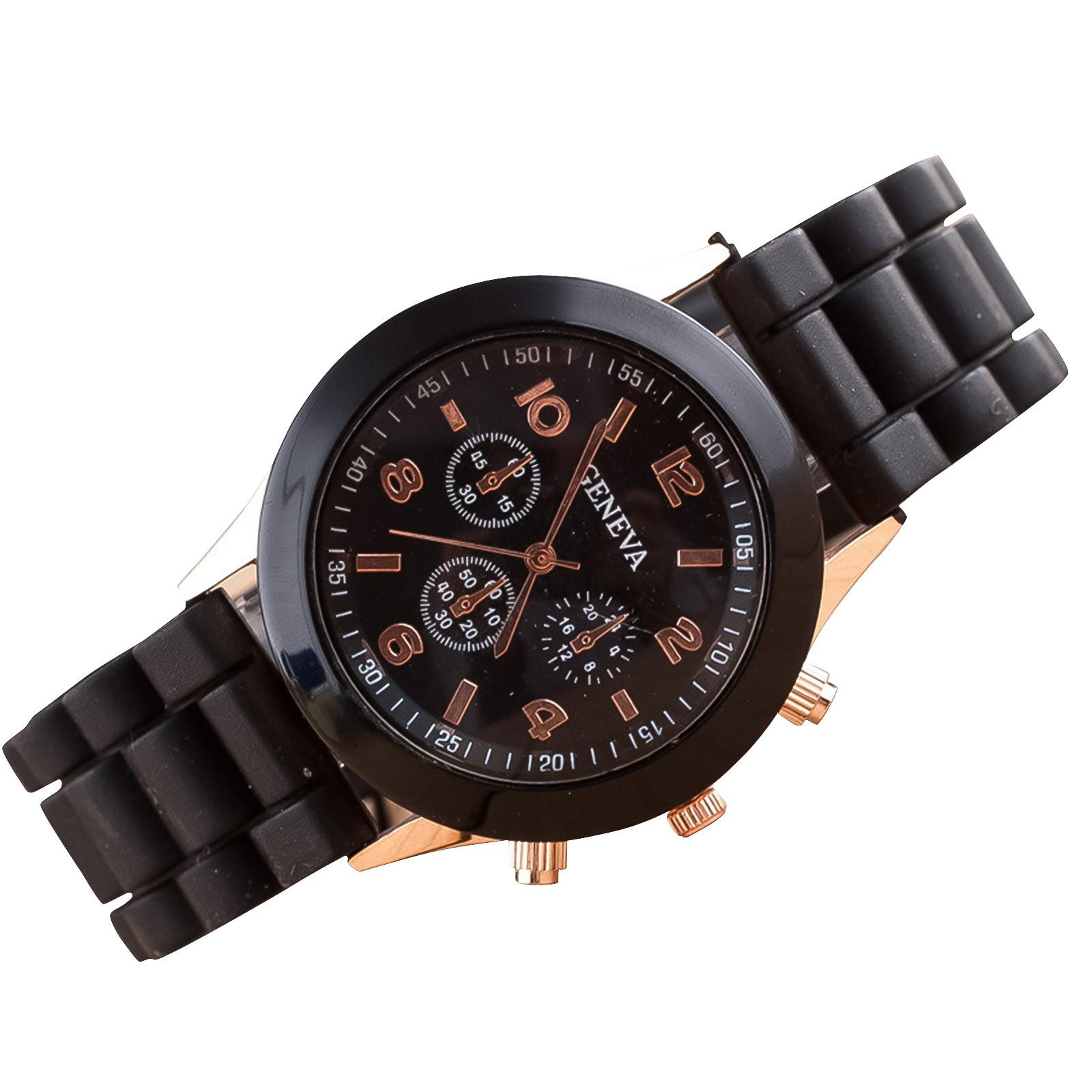 Herren- und Damenuhren, wasserdichte Damenuhren, Quarzuhr-Dekorationen schwarz