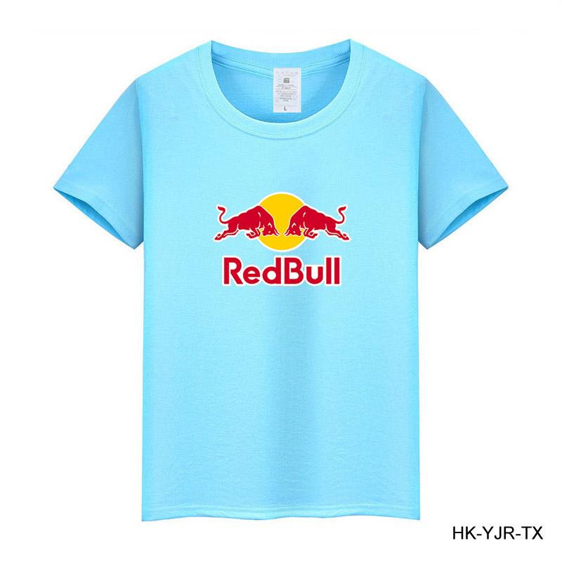 Red Bull Sommer Herren T-Shirt Hohe Qualität Baumwolle Kurzarm Druck T-Shirt Damen T-Shirt Mode Sportshirt Lässiges Jogging Top L himmelblaue
