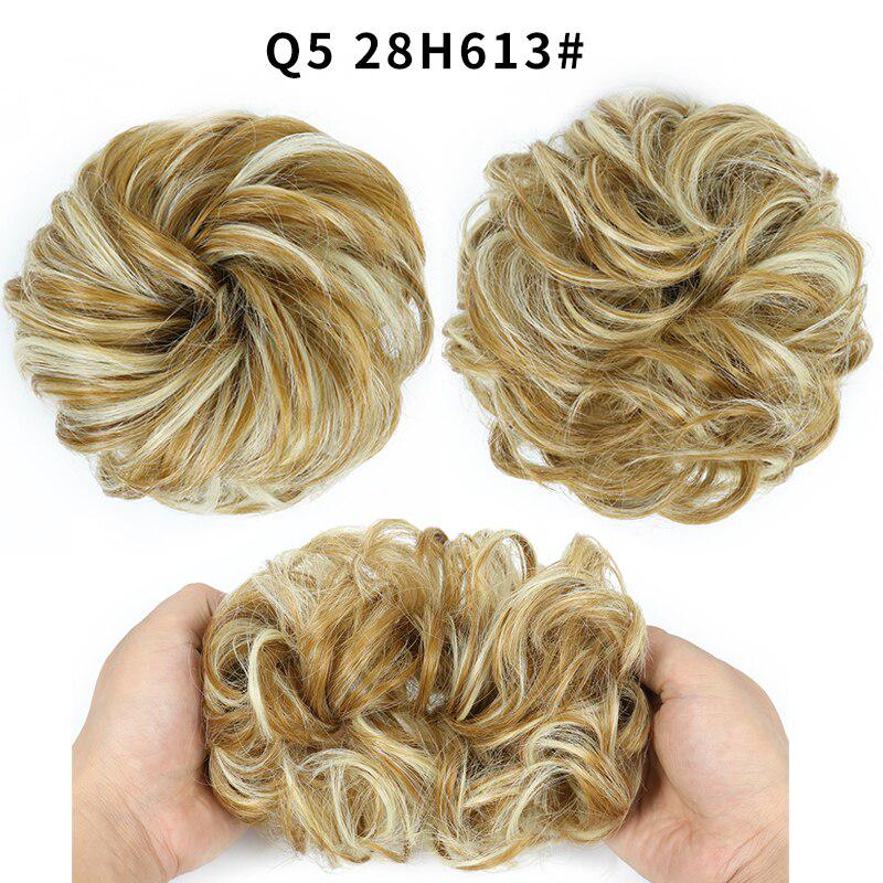 Synthetische Mode lockiger unordentlicher Chignon-Haarknoten Haarschmuck elastische Faser Haarteil Chignon für Frauen Hochzeitsfeier den täglichen Gebrauch 28H613