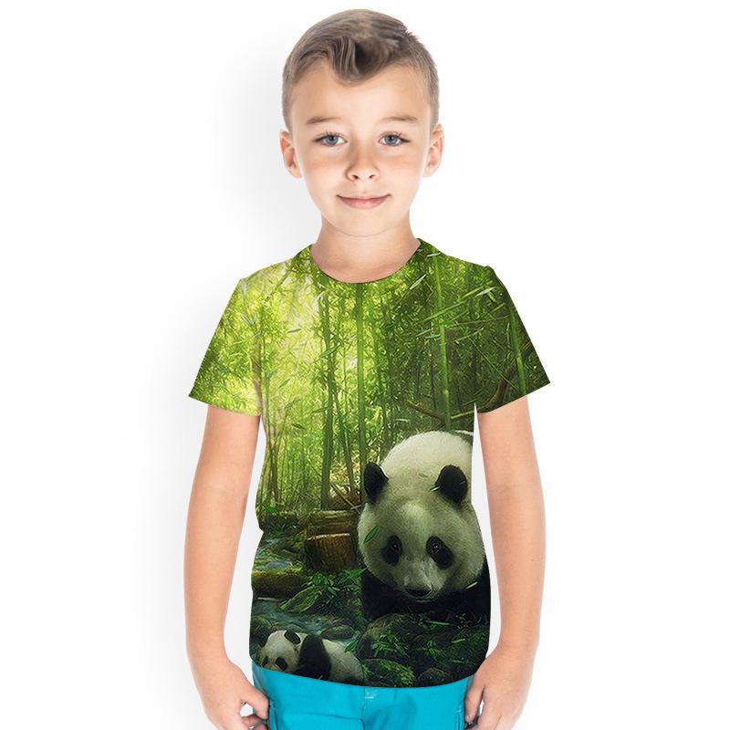 Sommer Weißer Panda 3D-gedruckte Kinderkleidung Herren Damen Kurzarm T-Shirts Kinder Unisex 140cm