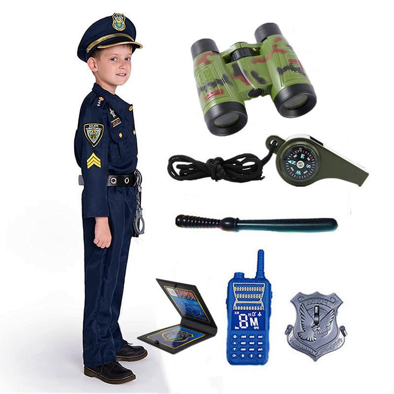 Vervollständigen Sie das Polizeikostüm Ihres Kindes mit Walkie-Talkie, Pfeife & Handschellen-Zubehör! S(5-7T)