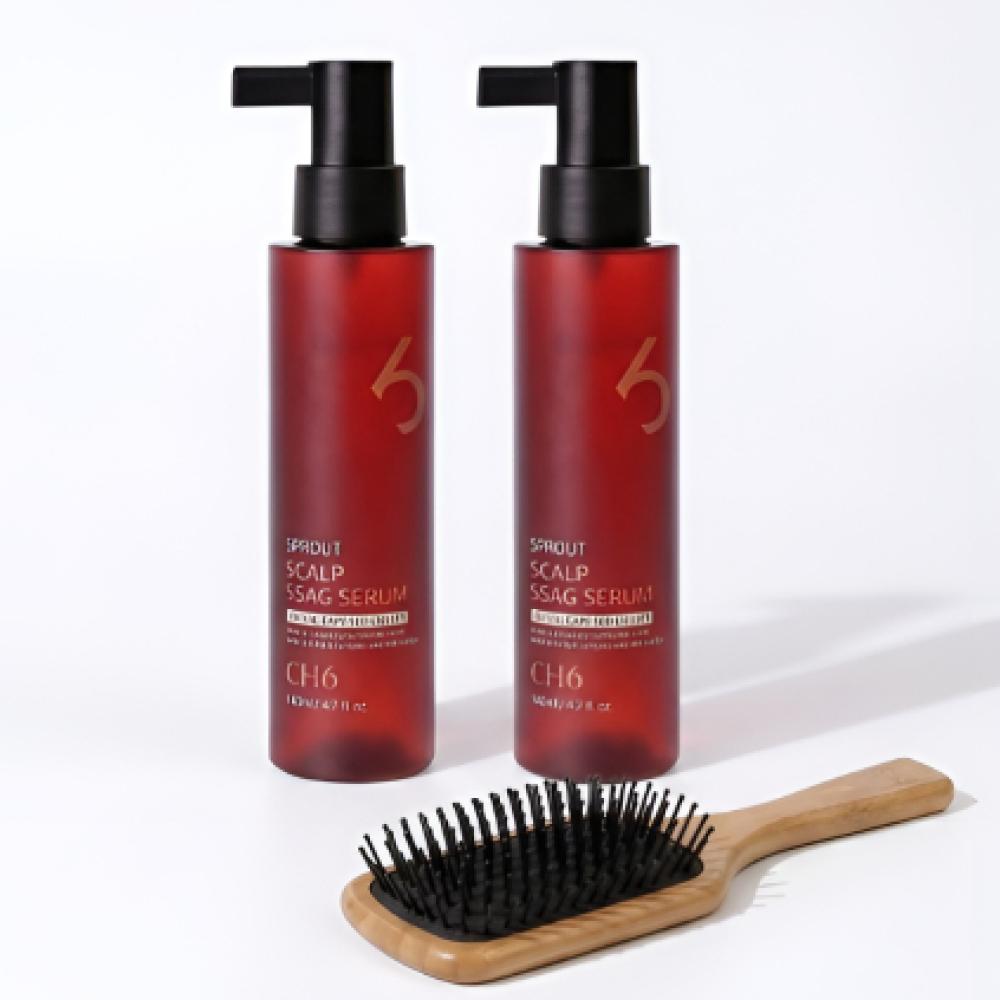 [CH6] SSAG Kopfhautserum ROTE Edition - Haarausfall-Pflege, Kopfhautkühlung & Antioxidative Essenz (140ml) 1+1 & Brush SET