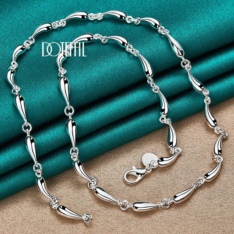 Wassertropfen Halskette Silber Geschenk Modeschmuck 45cm