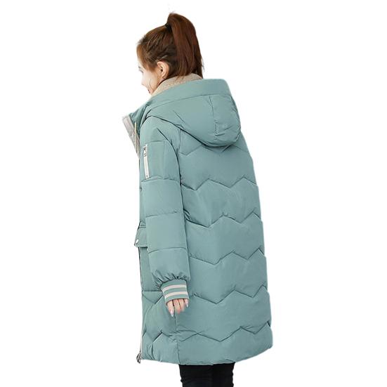 Winter Frauen Mantel Baumwolle Gepolsterte Lange Hülse Mit Kapuze Mantel Verdickt Lose Zipper Mid Länge Outwear Jacke Streetwear 4XL grün