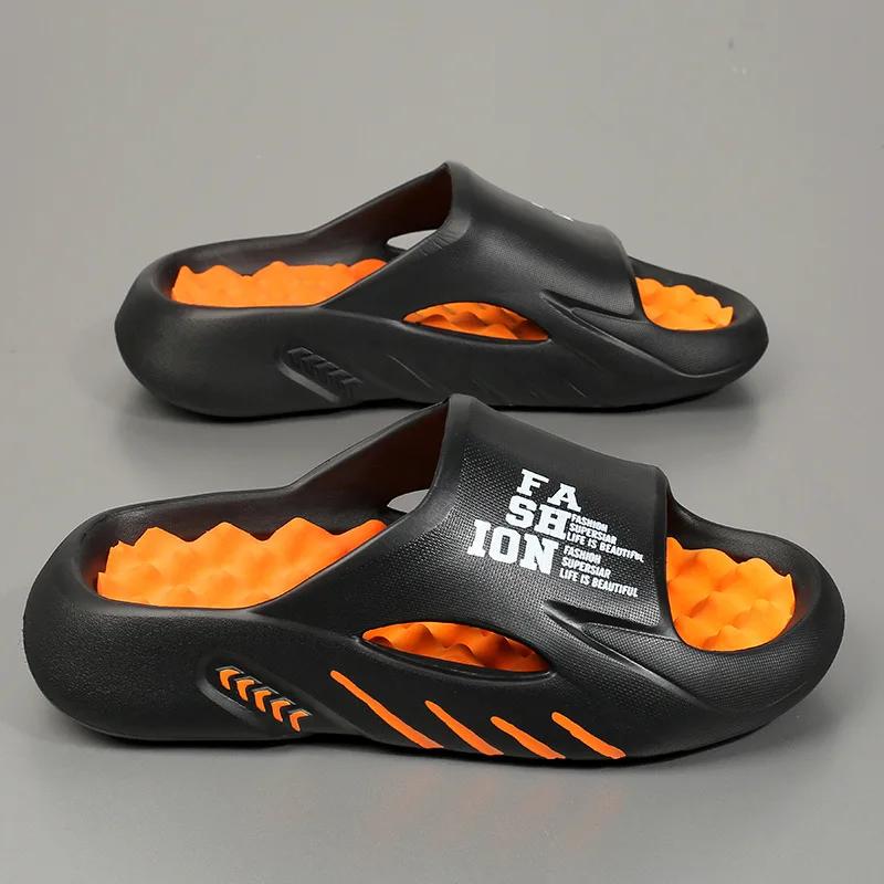 Mode Herren Hausschuhe Outdoor Lässige Massage Sandale EVA Weiche Sohle Strandschuhe für Männer Flip-Flops Mode Plateau Sandalen Große Größe 48 38-39 schwarz