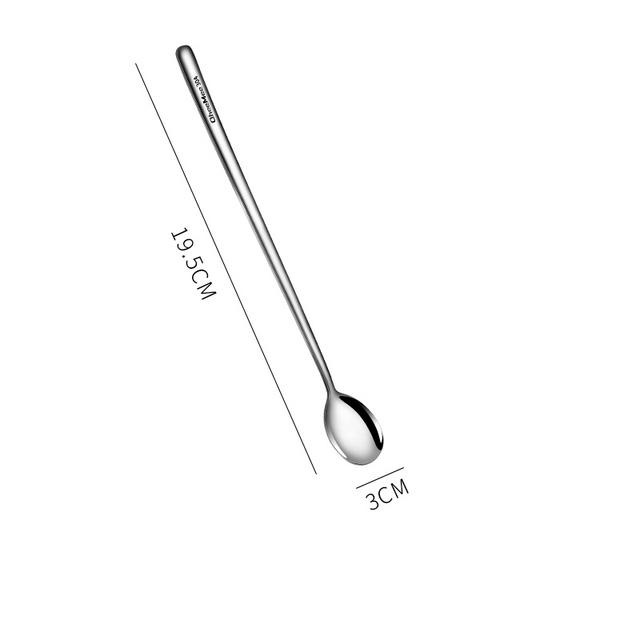Langstieliger Kaffeelöffel aus 304 Edelstahl für Eis, Dessert, Tee, Rührlöffel für Picknick, Küchenzubehör, Bar-Werkzeug 19.5cm
