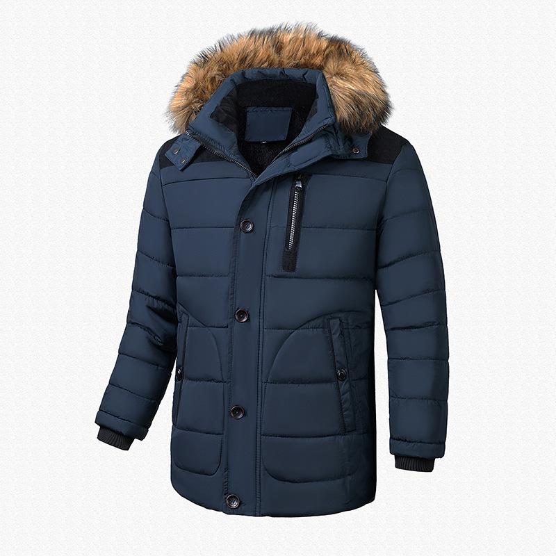 Baumwollmantel Herren Warmer Mantel Verdickt Großer Herren Baumwollmantel Kaschmir Kapuzen Baumwolljacke Mantel XXL ultramarin blau