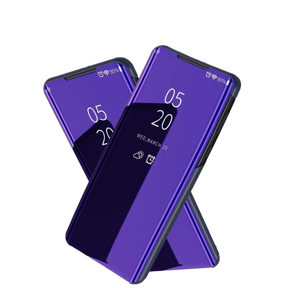 Luxus Plating Clear View Mirror Case Flip Holder Handyhülle für Samsung Huawei Xiaomi iPhone Huawei P20 Pro violett
