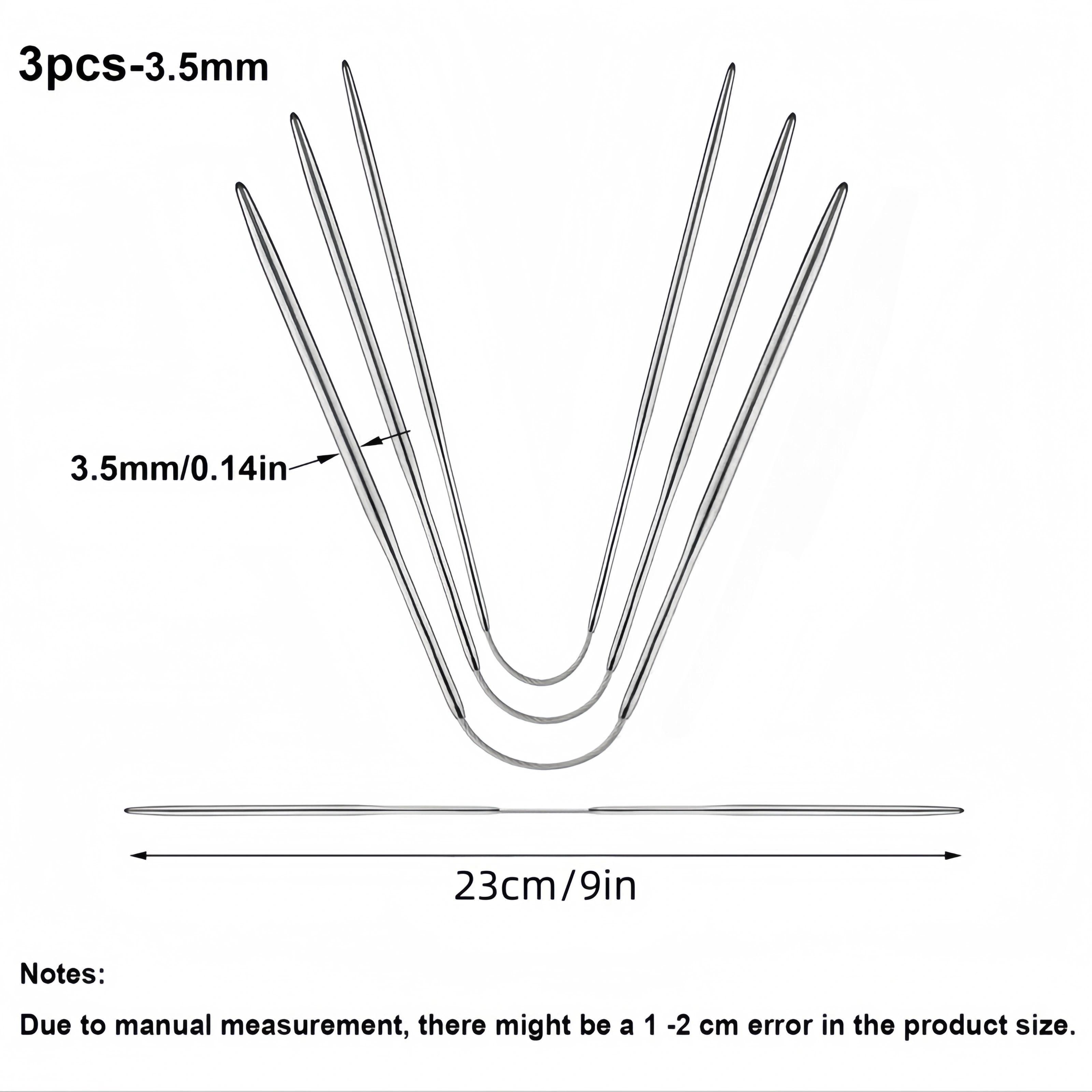 3 Stk./Set Flexible Stricknadeln mit Doppelspitze für Socken, Mützen, Fäustlinge, Handschuhe, Runde Stricknadeln Gut für Anfänger Metall-Sockennadeln 3.5mm