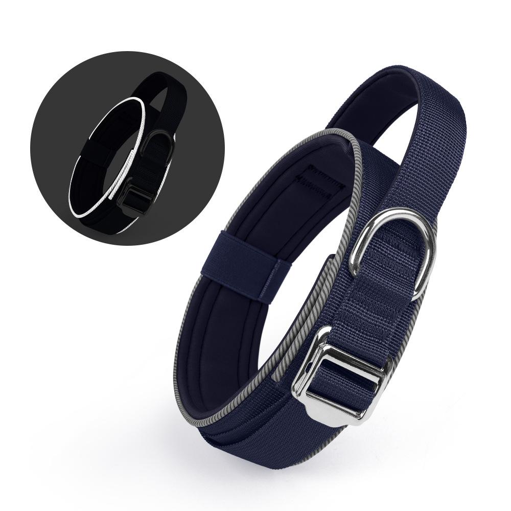 Neuer reflektierender taktischer Hundehalsband für den Außenbereich für große Hunde Halsband Training Hundezubehör (Navy,M) dunkelblau