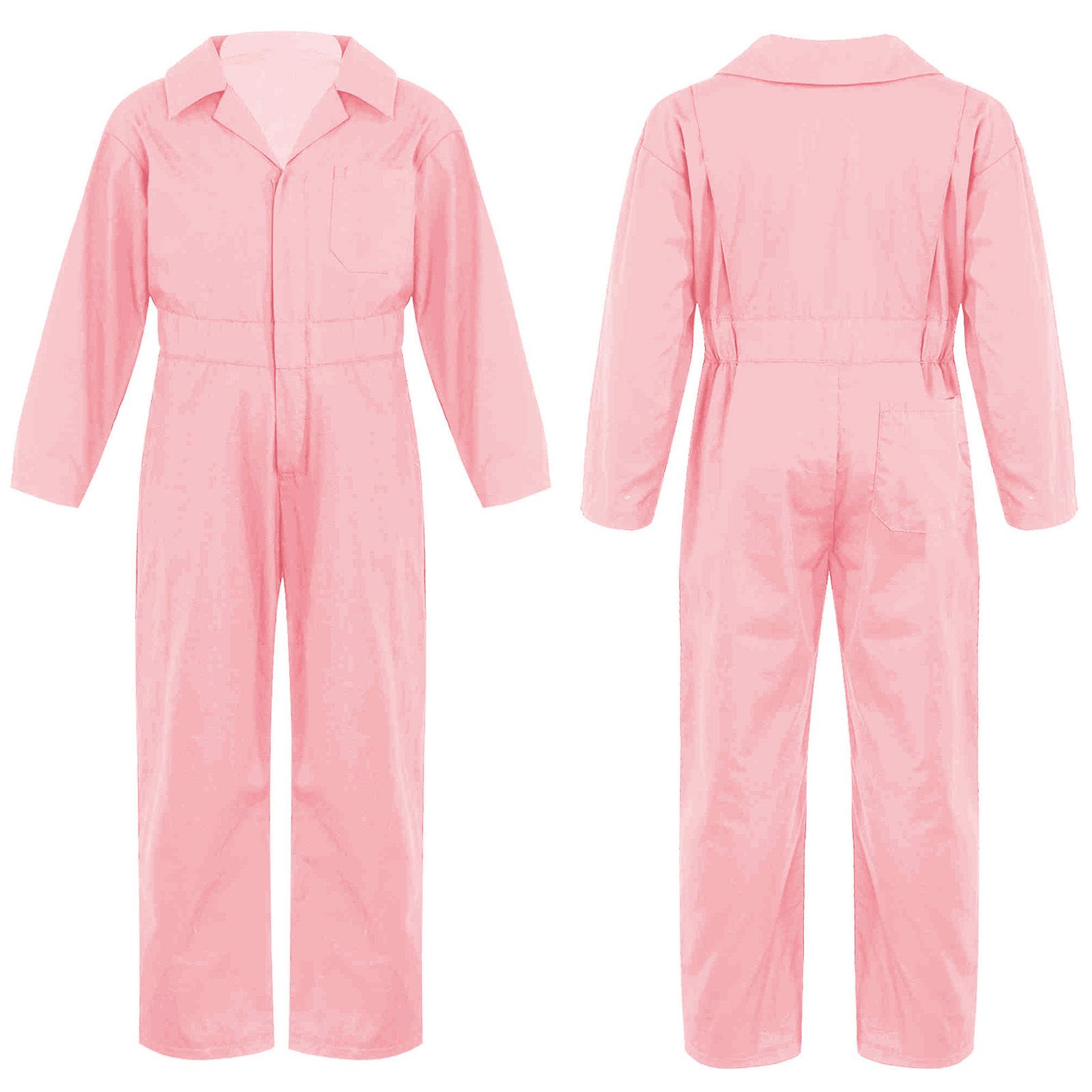 Kinder Jungen Mode Mechaniker Overall Lange Ärmel Reißverschluss Vorne Overall Cosplay Kostüm Overall 13-14 Years rosa