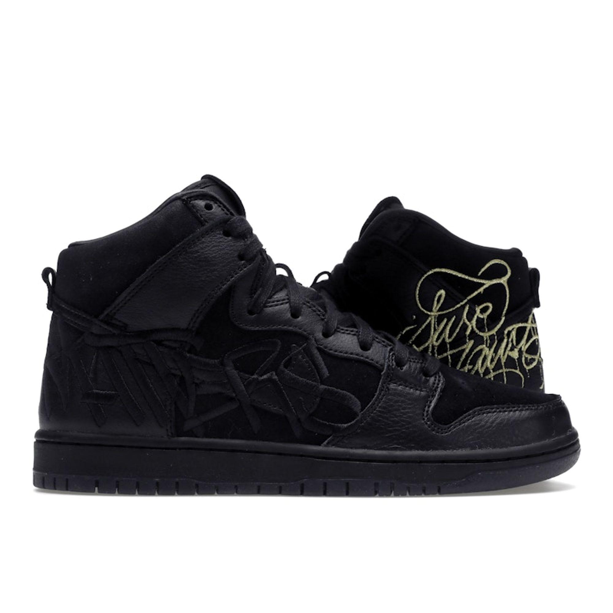 Nike FAUST x Dunk High SB Der Teufel steckt im Detail Unisex Sneakers Schwarz Metallic-Gold DH7755-001 36