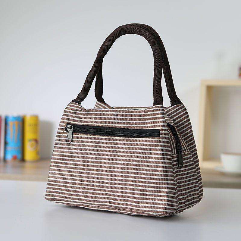 Damen Handtasche Lunchbox Tasche Bento Tasche Mama Tasche Kleine Schultasche Handtasche Kleine Stofftasche 21*14*16.5cm braun