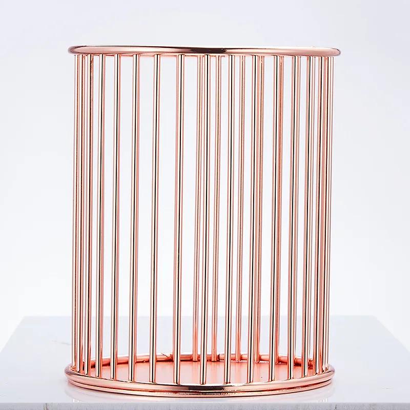 1 stück Rose Gold Hause Schreibtisch Schreibwaren Dekor Stift Bleistift Topf Halter Container Organizer Make-Up Pinsel Lagerung Schreibtisch Schreibtisch Zubehör rose gold