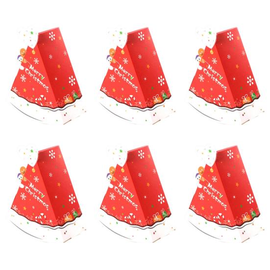 Weihnachts-Süßigkeitenboxen Baumförmige Süßigkeitenverpackungsbox Kleine Papier-Leckerli-Geschenkboxen für Weihnachts-Neujahrs-Partyzubehör 6pcs rot