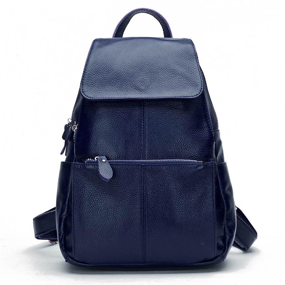 Zency Fashion Damen-Rucksack aus weichem Echtleder, groß, Qualität A+, Damen-Reiserucksack, Schultasche navy blau