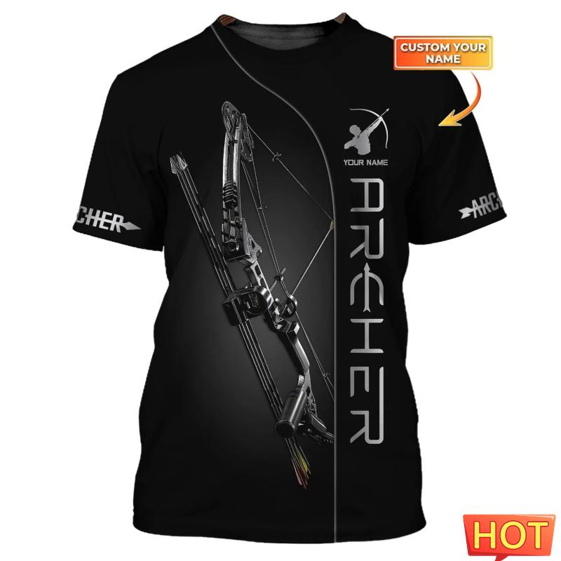 Modische Bogenschieß-T-Shirts für Herren, trendige Kurzarm-Shirts mit 3D-Druck und individuellem Namen, lockere, atmungsaktive Sport-T-Shirts 6XL