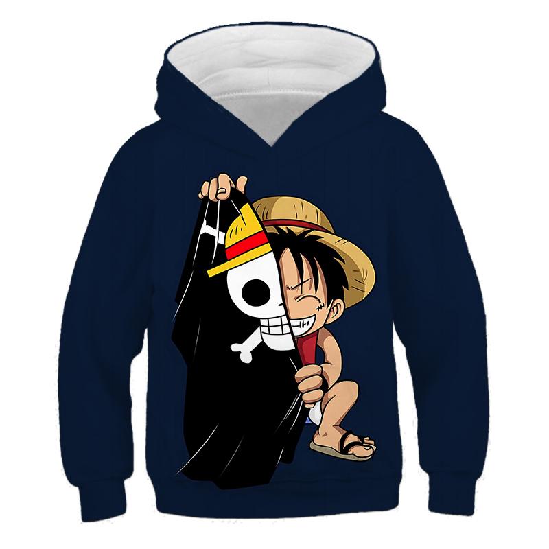 One Piece Kinder Hoodie Sweatshirt One Piece Jungen Mädchen 3D Druck Sport Pullover Cosplay Kostüm Kinder Pullover Tops 150