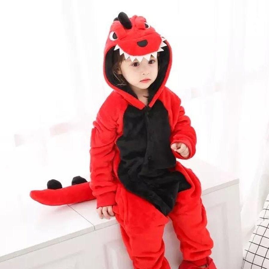 Kinder Kigurumi Katze Onesie Pyjama Mädchen Overall Tier Nachtwäsche Overall Kapuze Pyjama Ohne Schuhe 4T rot
