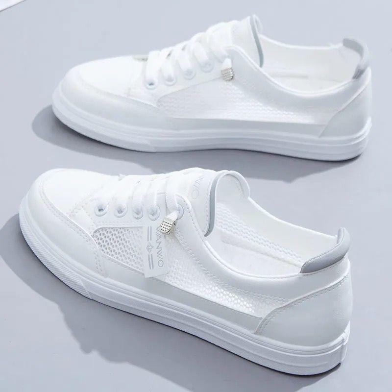 Sommer kleine weiße Schuhe weibliche dünne lässige flache Schuhe Mesh Schuhe atmungsaktive Mesh-Oberfläche Turnschuhe für Frauen 38 grau/weiß