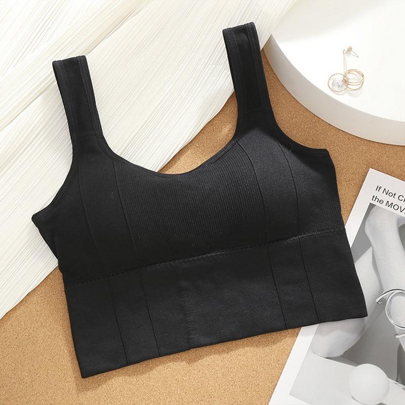 Atmungsaktive Sport-Bh Stoßfest Crop Top Anti-schweiß Fitness Top Frauen Nahtlose Yoga Bh Push-up Sport Top Gym workout Top One Size schwarz