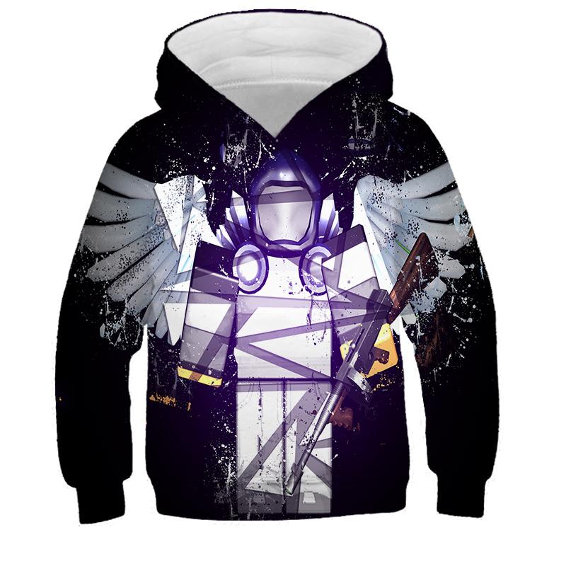 2025 MINISO Neuer Roblox Cartoon Druck 3D Hoodie Jungen und Mädchen Langarm Sweatshirt Frühling und Herbst Freizeit-Hoodie 4-14 Jahre 11-12 Years gray